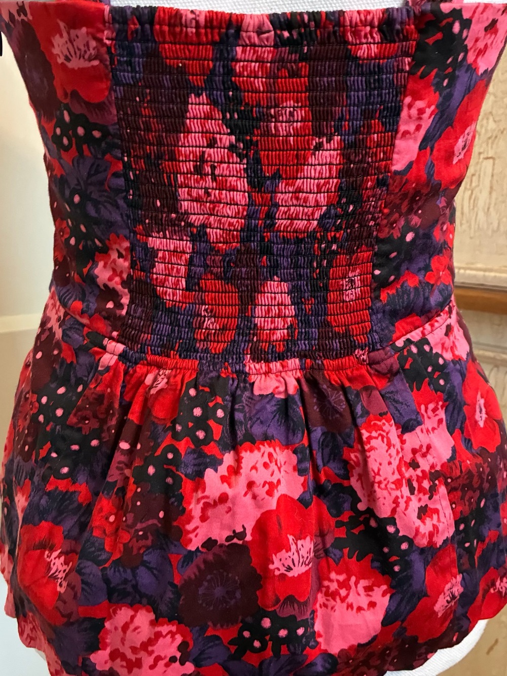 Free People Floral Hook-and-Eye Peplum Top in Red and Pink - Picture 5 of 16